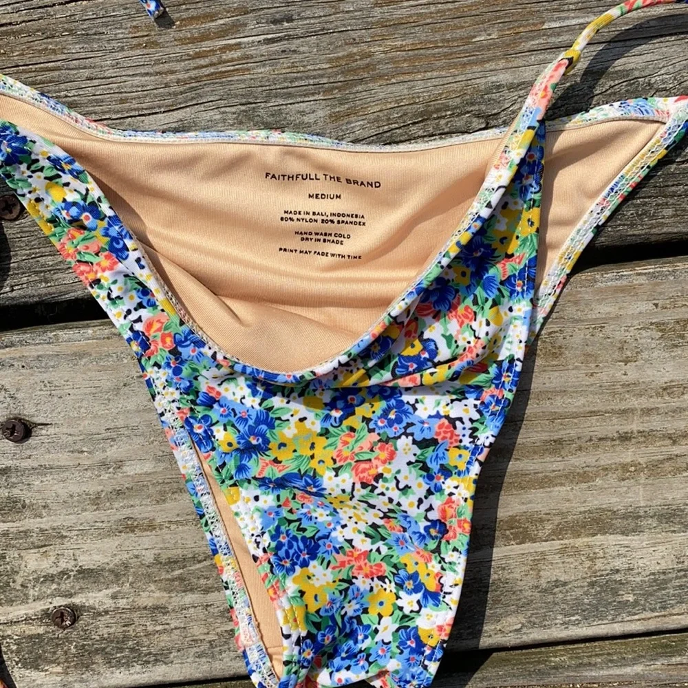 Faithfull the Brand Blue Yellow Floral Triangle Bikini